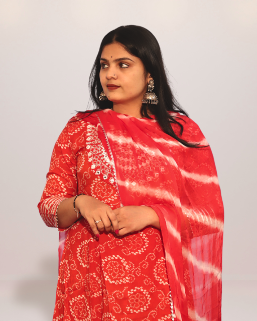 Orange Kurti Set with Dupatta