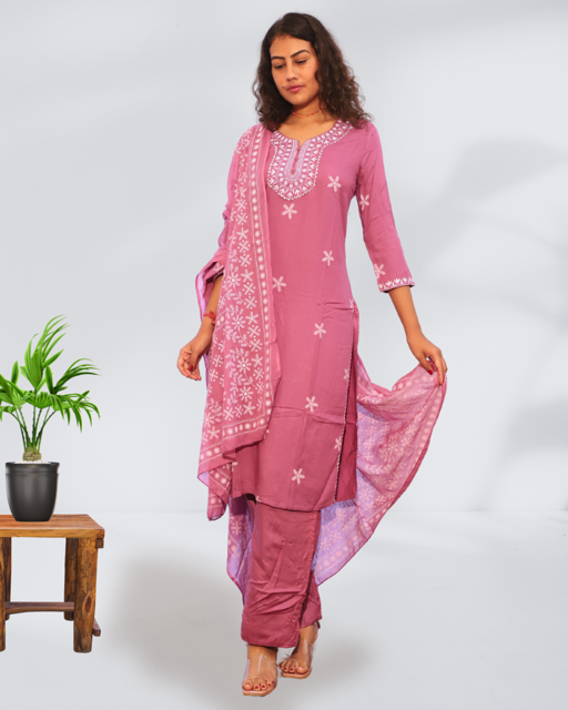 Baby Pink Kurti Set with Dupatta