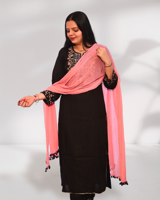 Black Kurti Set with Dupatta