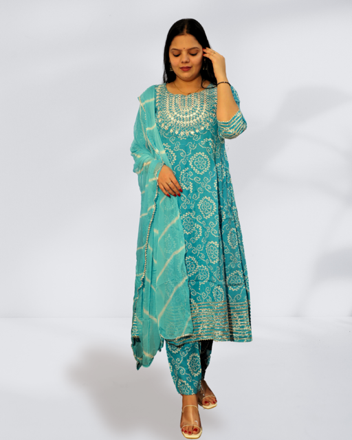 Blue Kurti Set with Dupatta